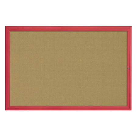United Visual Products Hinge-less Radius Corkboard, 24"x36", Black Alum Frame/Buff UVEB2436R-BLACK-BUFF